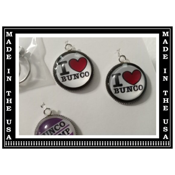 5/$20 BUNCO Dice Game Party Fun - Interchangeable Charm Earrings-5 Pairs in Set - Picture 4 of 7